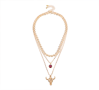 Double-layer-Bull-Head-Pendant-Necklace-for-Women
