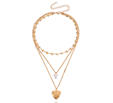 Openable Heart Charm Necklace with Love-themed Chain