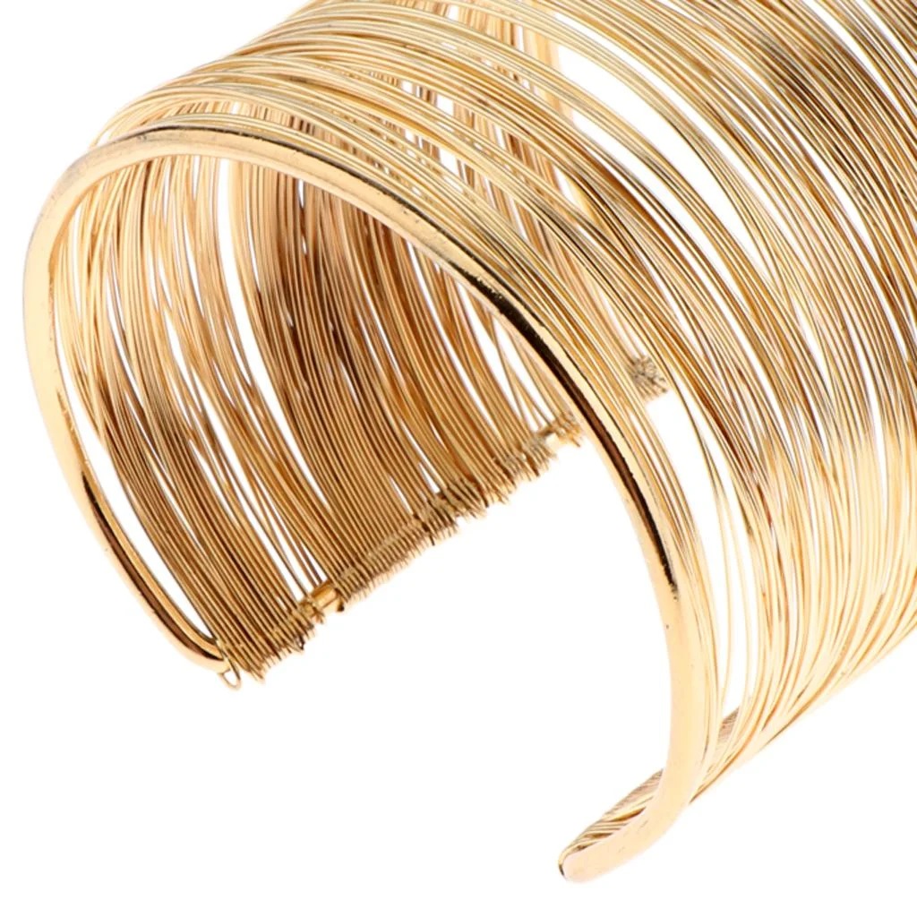 Wire Metal Circle Split Coil Wire Cuff Bangle Gold