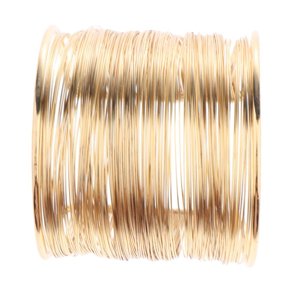 Wire Metal Circle Split Coil Wire Cuff Bangle Gold