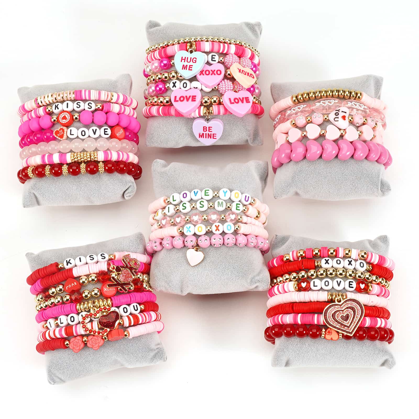 Valentine's Day theme pendant string bracelet with multi-layer design