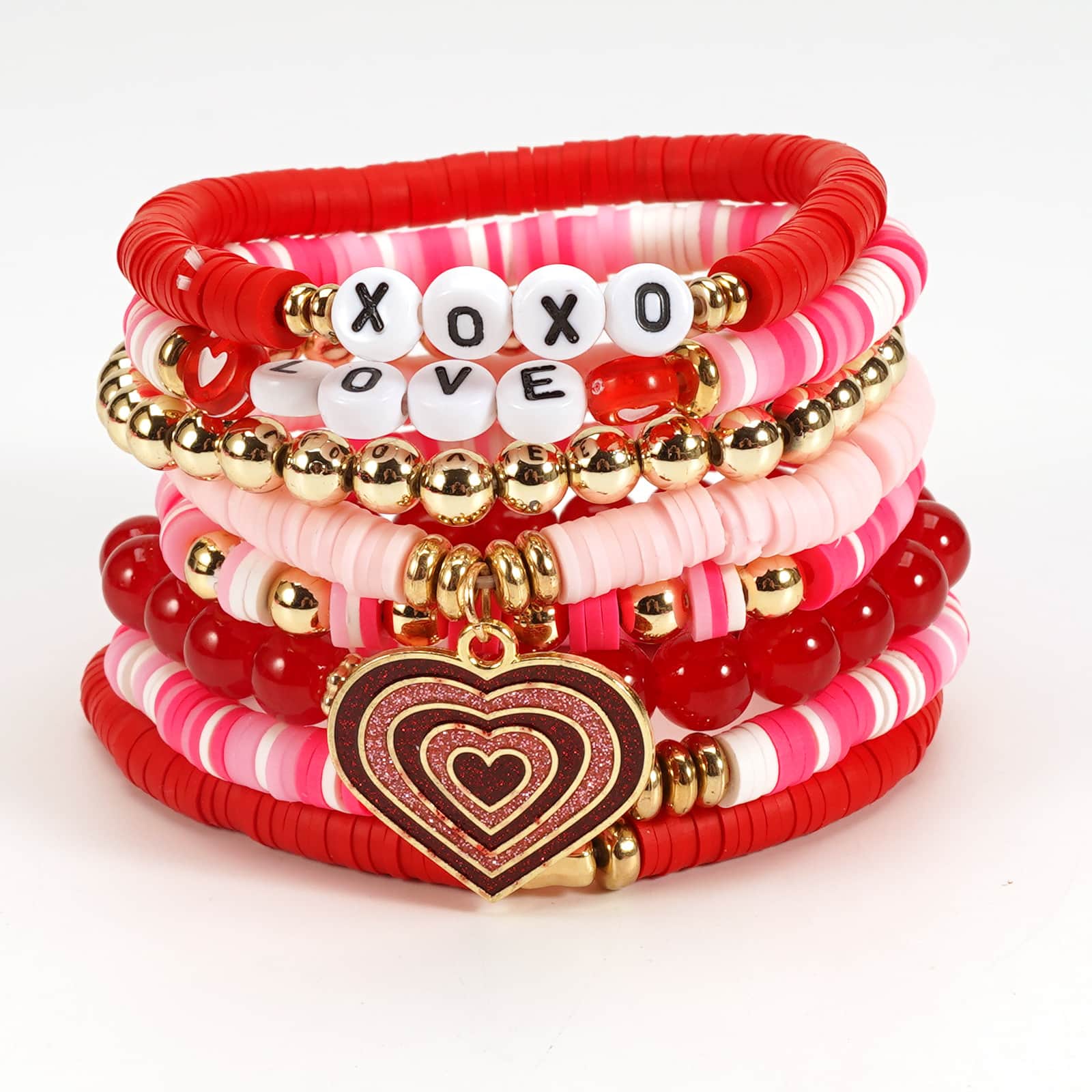 Valentine's Day theme pendant string bracelet with multi-layer design