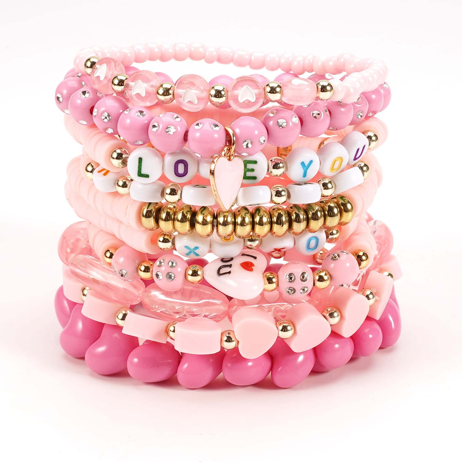 Valentine's Day theme pendant string bracelet with multi-layer design