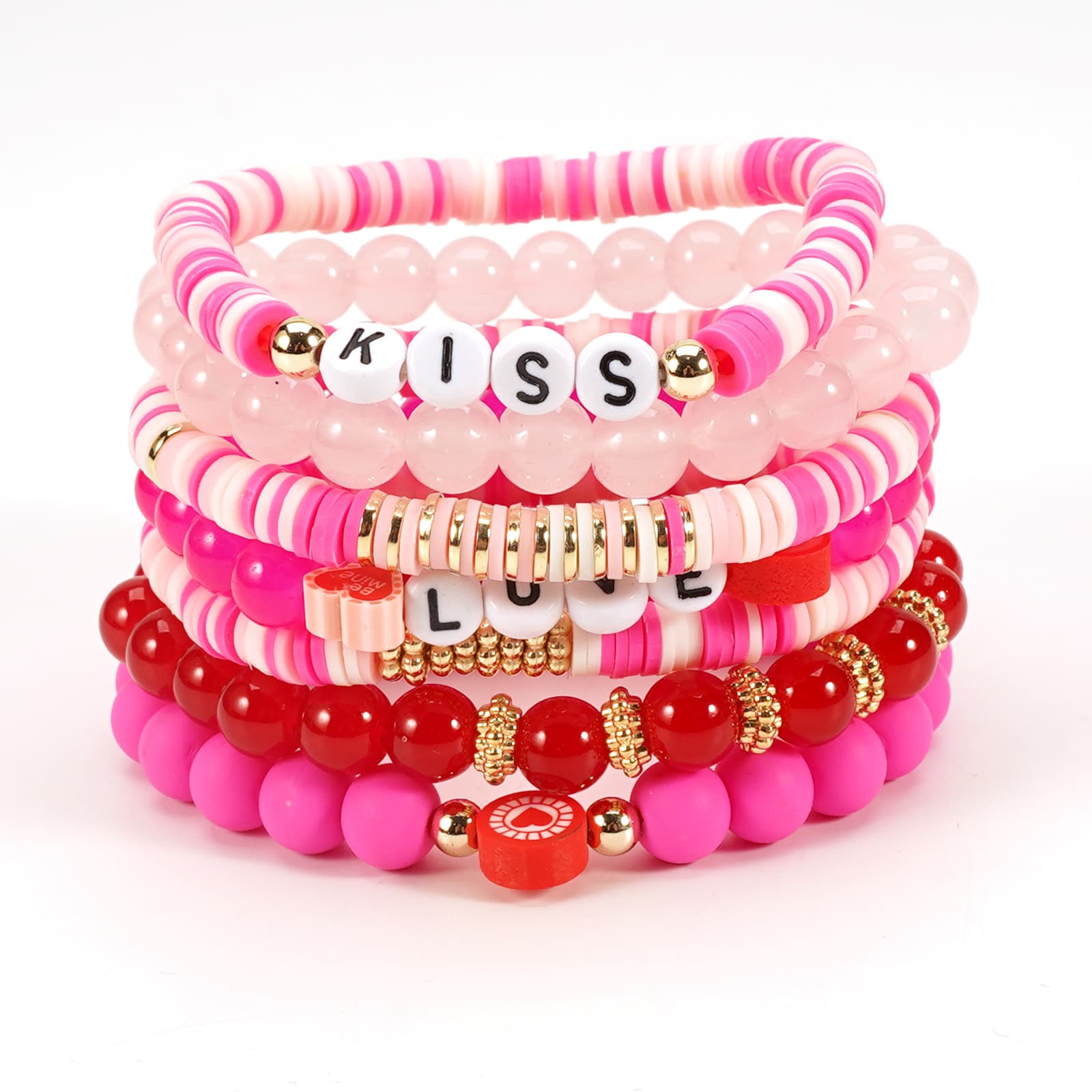 Valentine's Day theme pendant string bracelet with multi-layer design