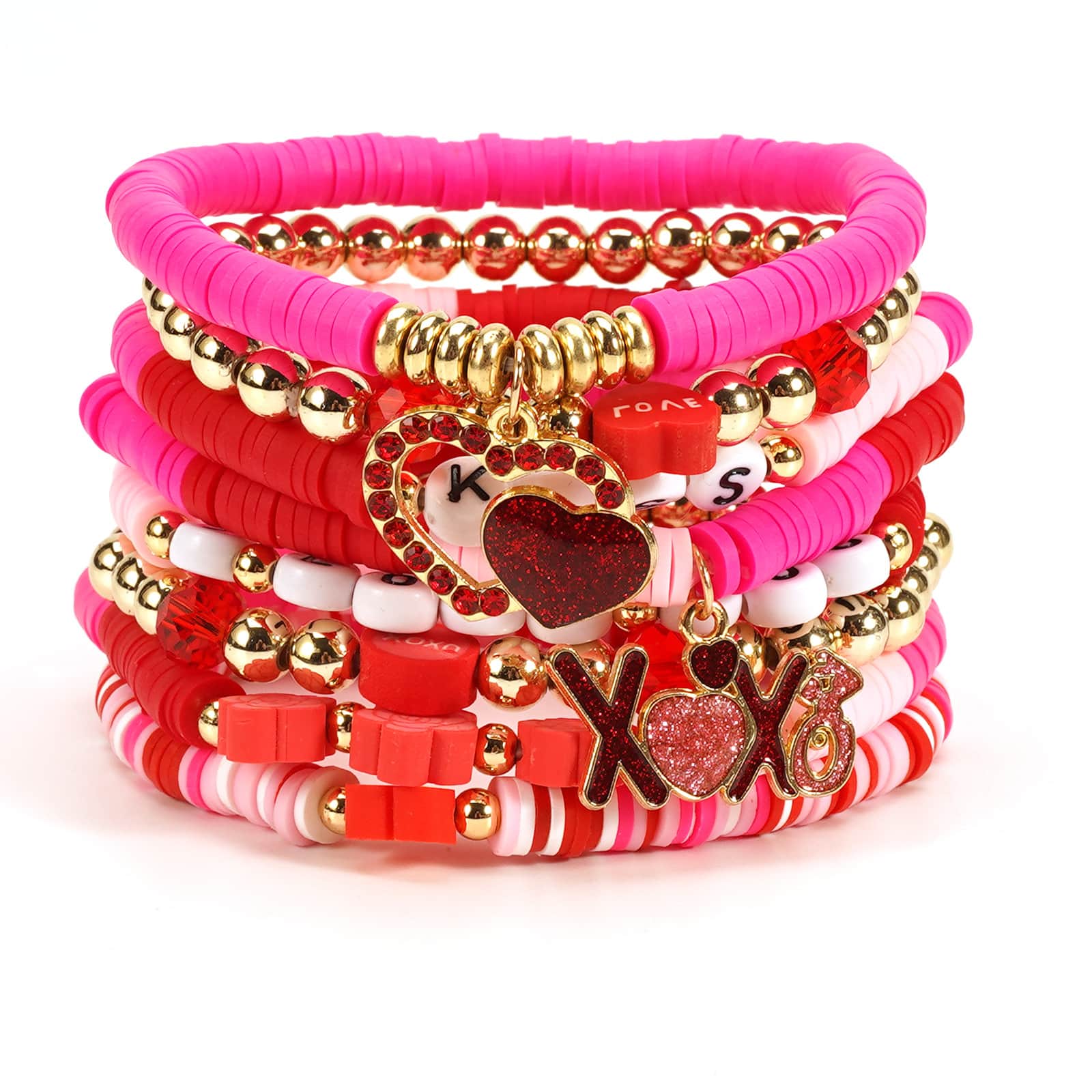 Valentine's Day theme pendant string bracelet with multi-layer design
