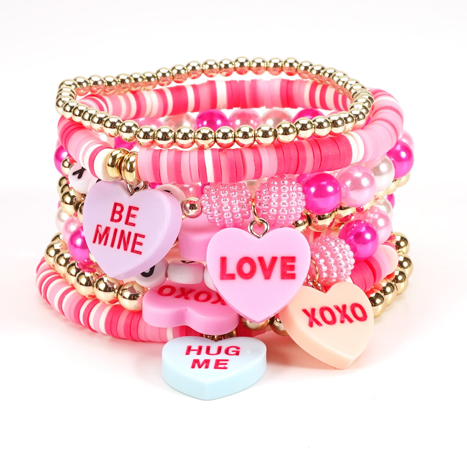 Valentine's Day theme pendant string bracelet with multi-layer design