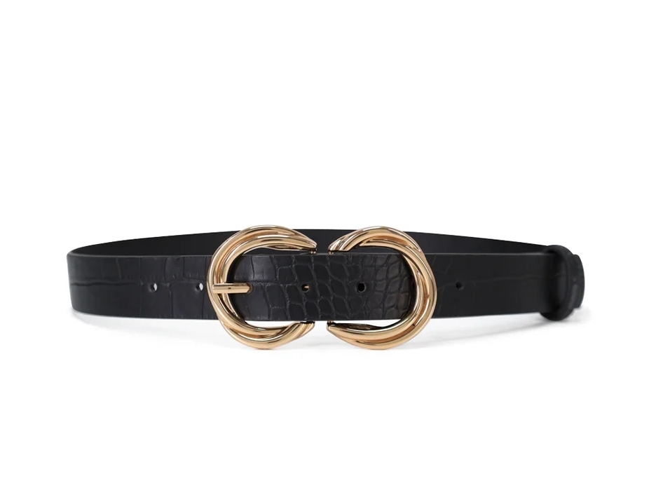 Double Twisted belt in Black Croc