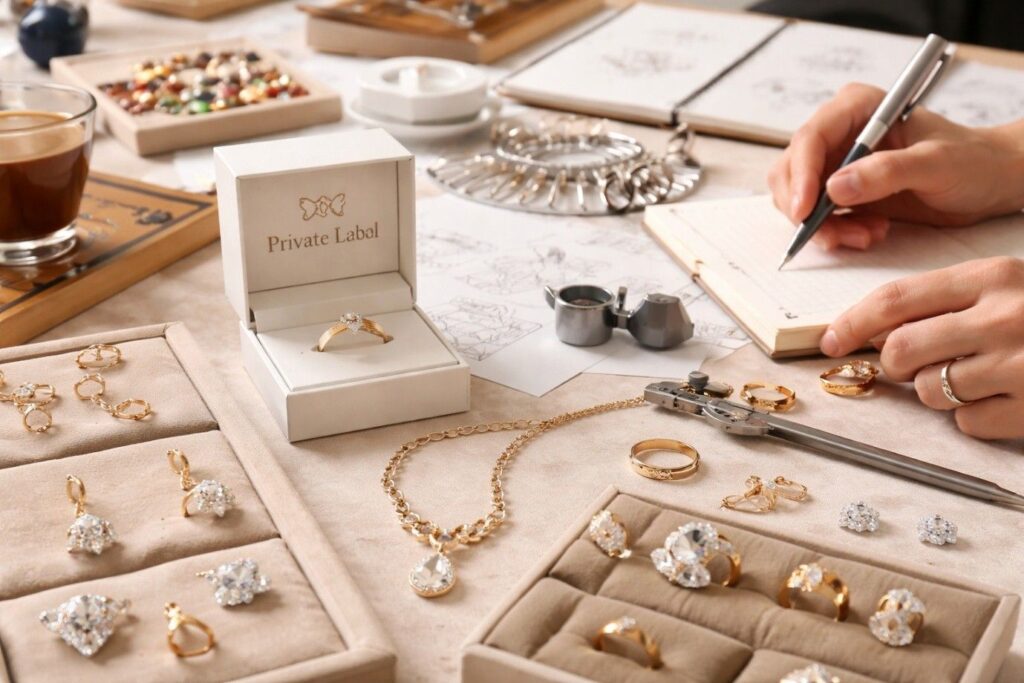 Three-tier private label customization process for custom fashion jewelry