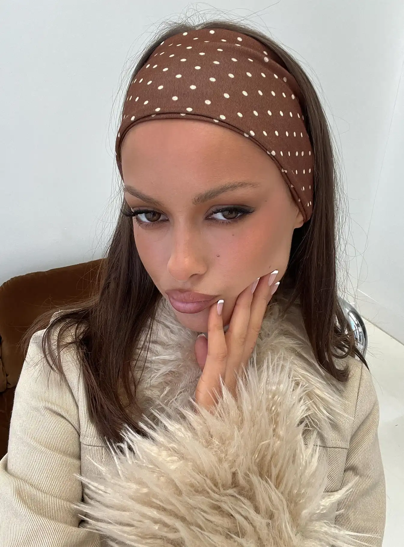 The Juney Headband Cream Polka