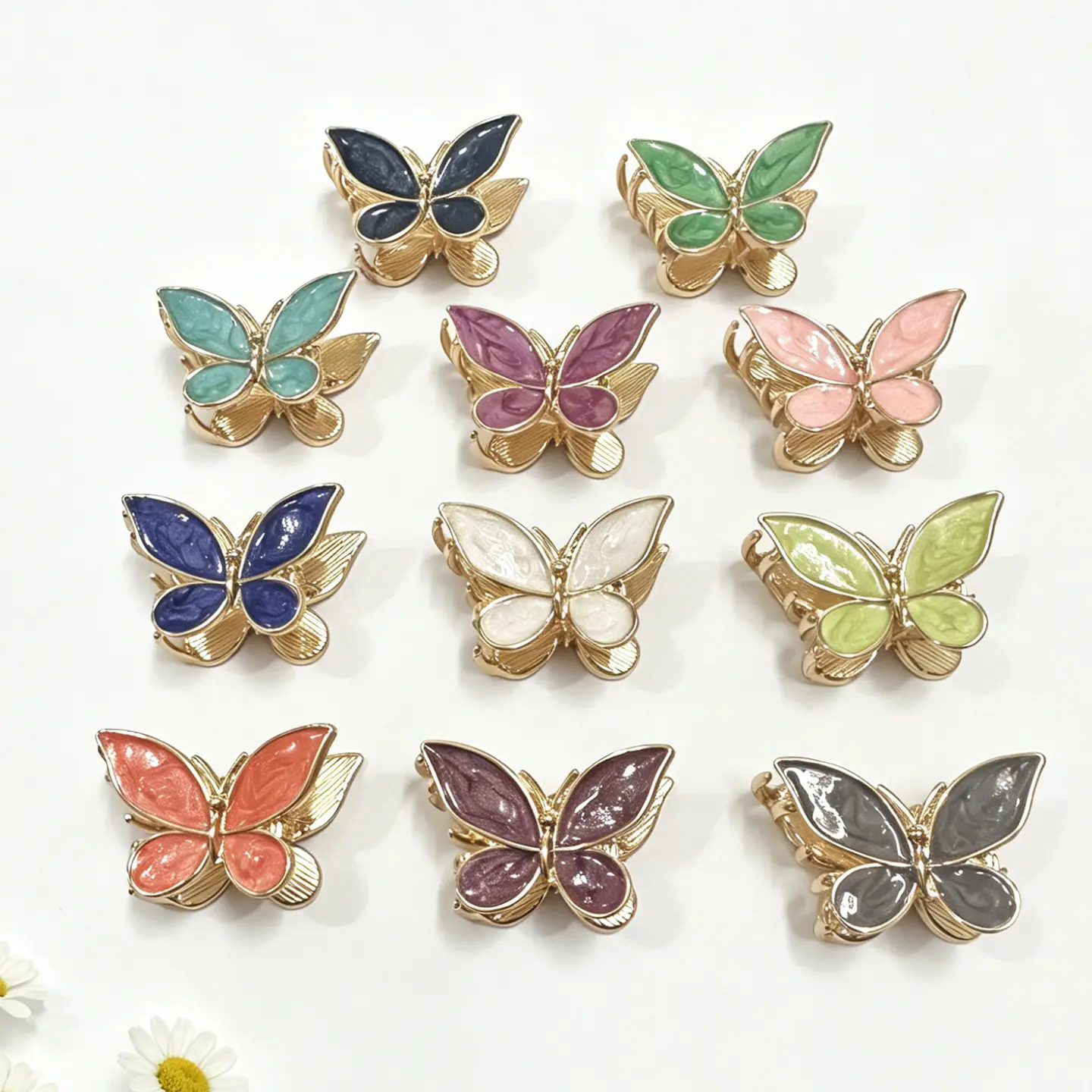 Mini Drip Oil Butterfly Hair Claw Clips, Electroplated Zinc Alloy Fresh Sweet Lolita Animal Hair Accessories Women Bangs Decorative Jaw Clips