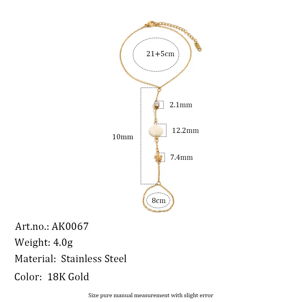 18K Gold Plated Stainless Steel Shell Toe Ankle Bracelet, Rhinestone Starfish Natural Ocean Dainty Foot Chain Summer Beach Women Vacation Anklet