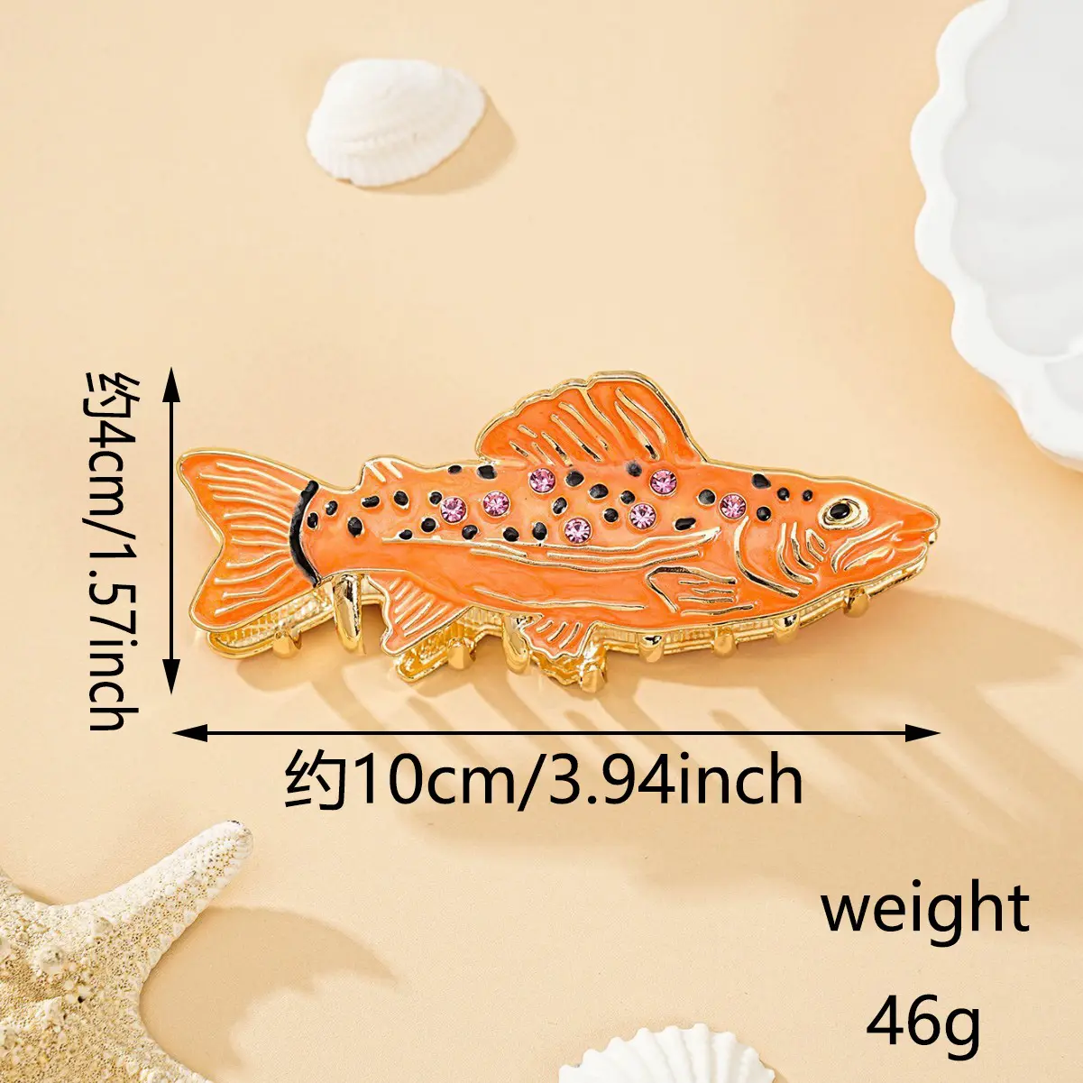 Original Ocean Series Fish Hair Claw Clips, Electroplated Zinc Alloy Rhinestone Inlaid Ins Personality Animal Jaw Clips Women Summer Beach Hair Accessories