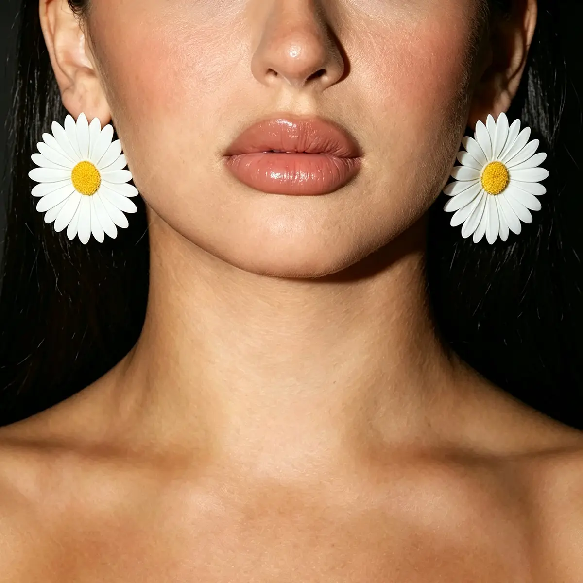 Sweet Fresh Daisy Drip Enamel Stud Earrings, Iron Steel Pin Colorful Floral Women Casual Summer Vacation Statement Ear Jewelry