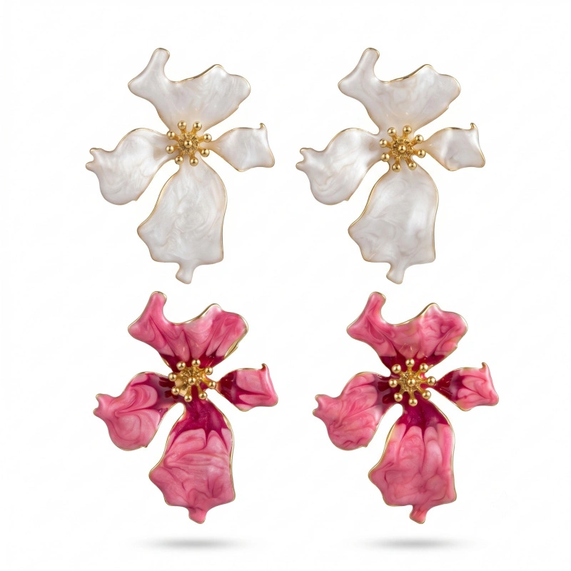Vintage Elegant Large Floral Drop Earrings, Spray Paint Iron Alloy Stainless Steel Pin Luxury Palace Bold Statement Fashion Commute Women Ear Jewelry