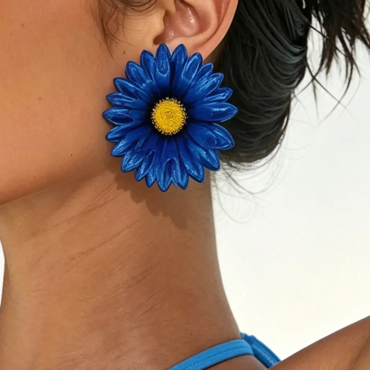 Sweet Fresh Daisy Drip Enamel Stud Earrings, Iron Steel Pin Colorful Floral Women Casual Summer Vacation Statement Ear Jewelry