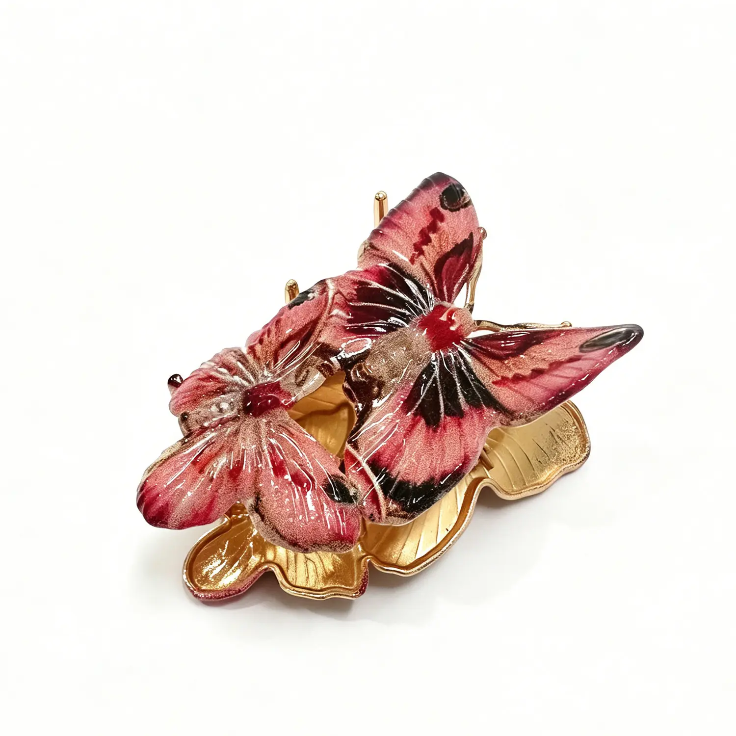 Cute Simulated Butterfly Hair Claw Clips, Electroplated Zinc Alloy Forest Retro Literary Animal Hair Accessories for Women