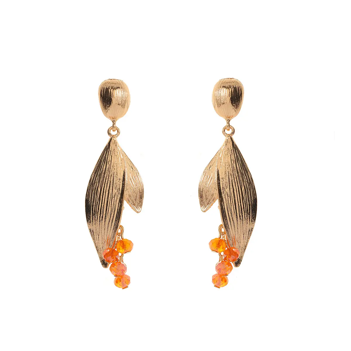 Oversized Textured Leaf Tassel Drop Earrings, Electroplated Zinc Alloy Iron Pin Minimal Cold Tone Plant Statement Fashion Commute Women Ear Jewelry