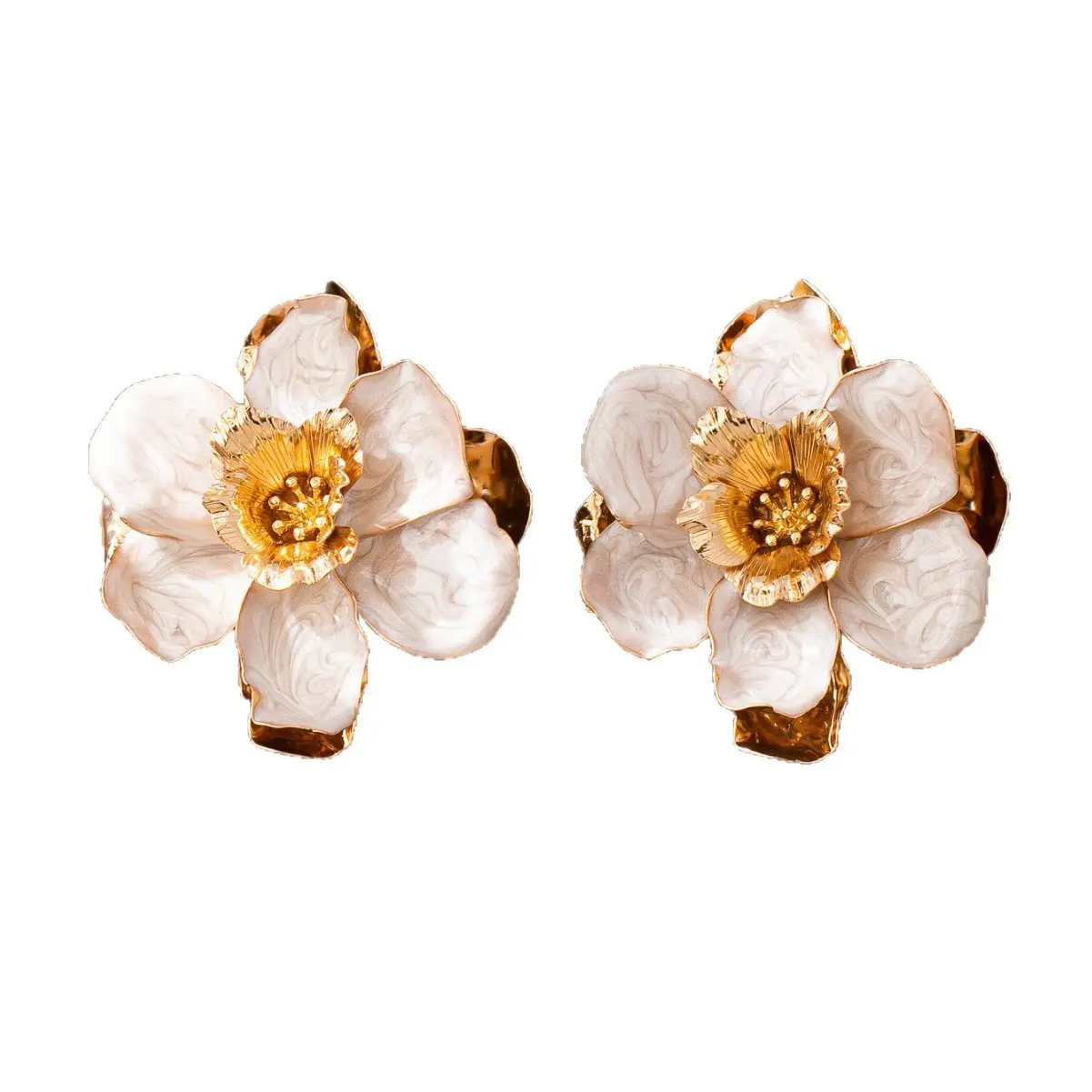 Vintage Sweet Oversized Floral Stud Earrings, Electroplated Alloy Stainless Steel Pin Elegant Minor Design Fresh Sweet Women Daily Party Ear Jewelry