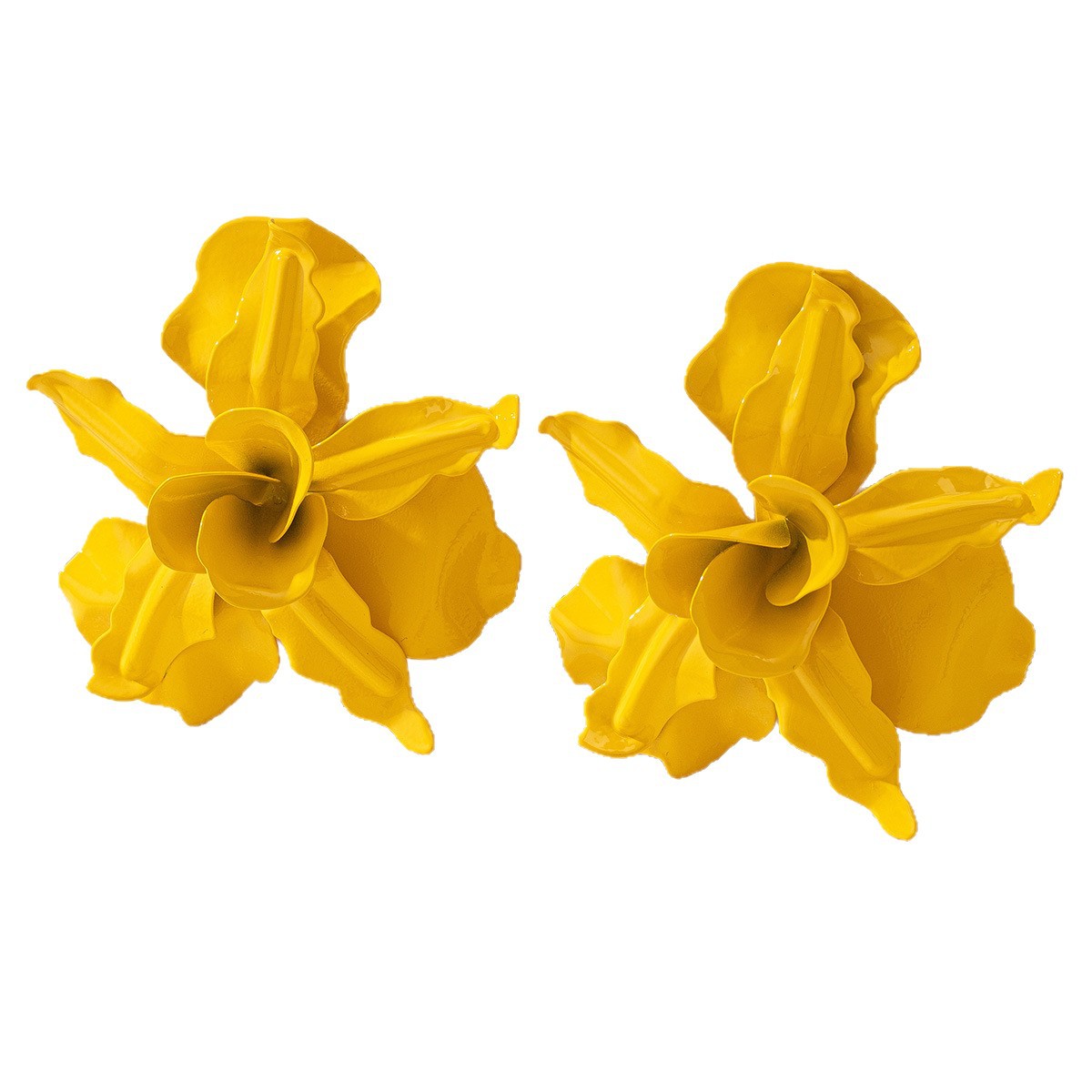 Oversized Dopamine Color 3D Flower Stud Earrings, Electroplated Alloy Stainless Steel Pin Cool Sweet Trendy Street Shooting Statement Floral Ear Jewelry for Women