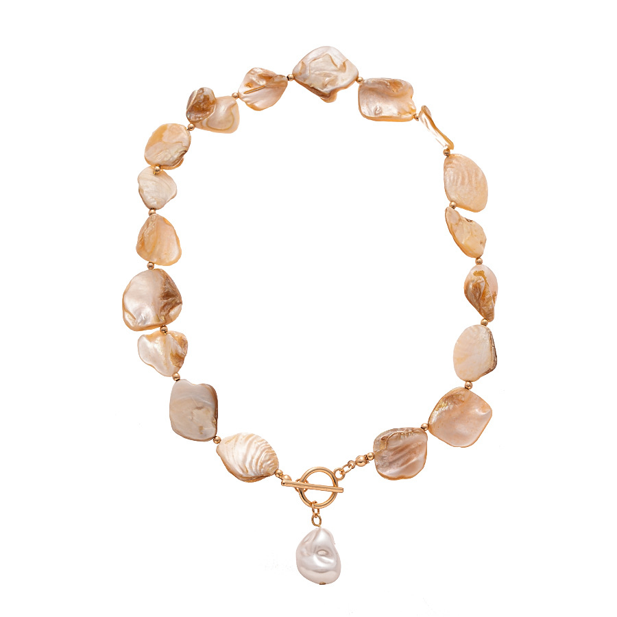 Irregular Baroque Shell & Imitation Pearl Jewelry Set, Boho Vacation Natural Geometric Collarbone Necklace Bracelet Elegant Women Daily Accessories