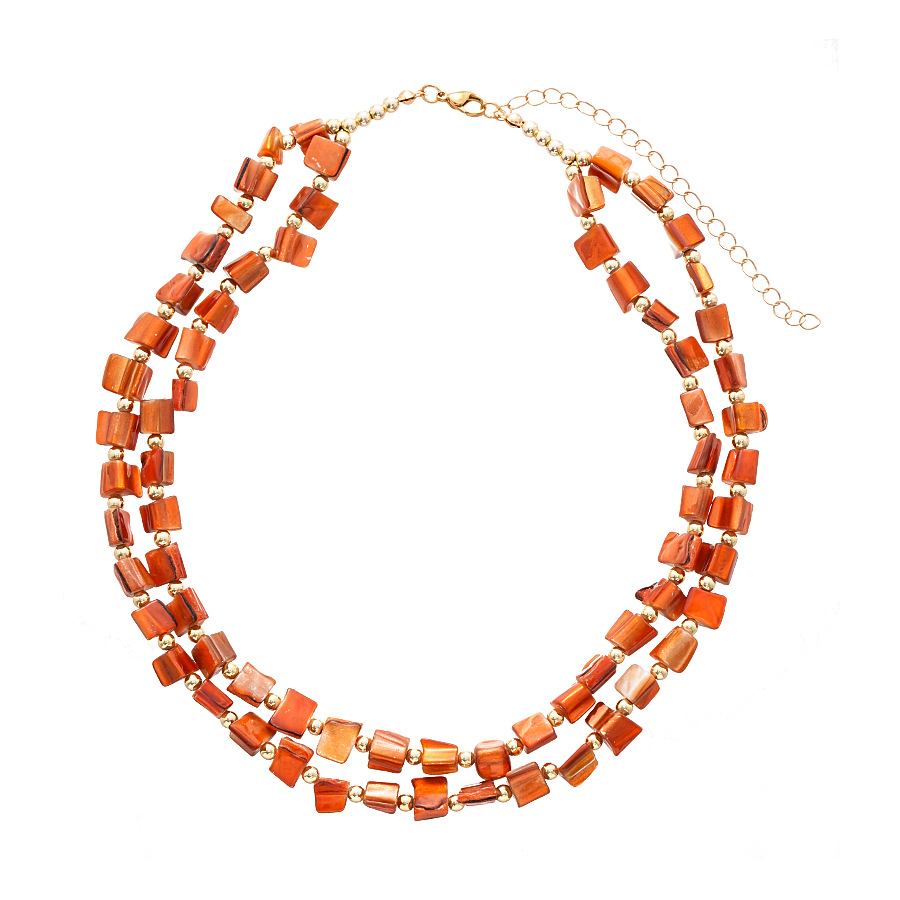 Double Layer Irregular Shell Beaded Collarbone Necklace, 2026 Summer Boho Vacation Geometric Natural Shell Stacked Choker Minimal High-End Jewelry for Women