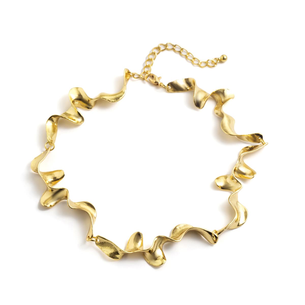 Liquid Lava Twisted Metal Choker Jewelry Set, Abstract Geometric Wave Line Collar Necklace Cuff Bracelet Minimal Cold Wind Fashion Commute Jewelry for Women