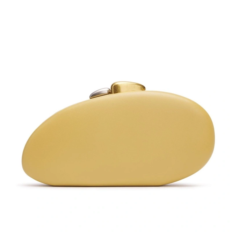 Oval Hard Shell Mini Box Bag Women Stone Texture PU Clutch Bag Gold Lock Single Chain Shoulder Crossbody Purse