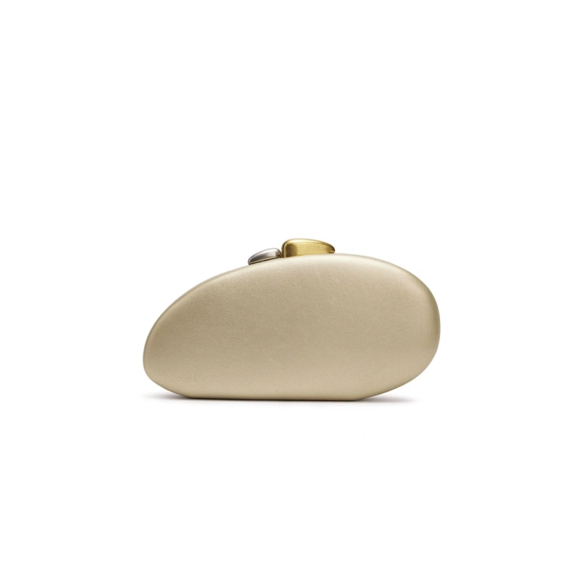 Oval Hard Shell Mini Box Bag Women Stone Texture PU Clutch Bag Gold Lock Single Chain Shoulder Crossbody Purse