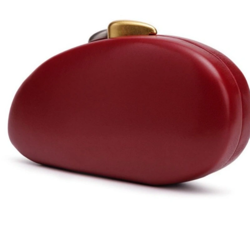 Oval Hard Shell Mini Box Bag Women Stone Texture PU Clutch Bag Gold Lock Single Chain Shoulder Crossbody Purse