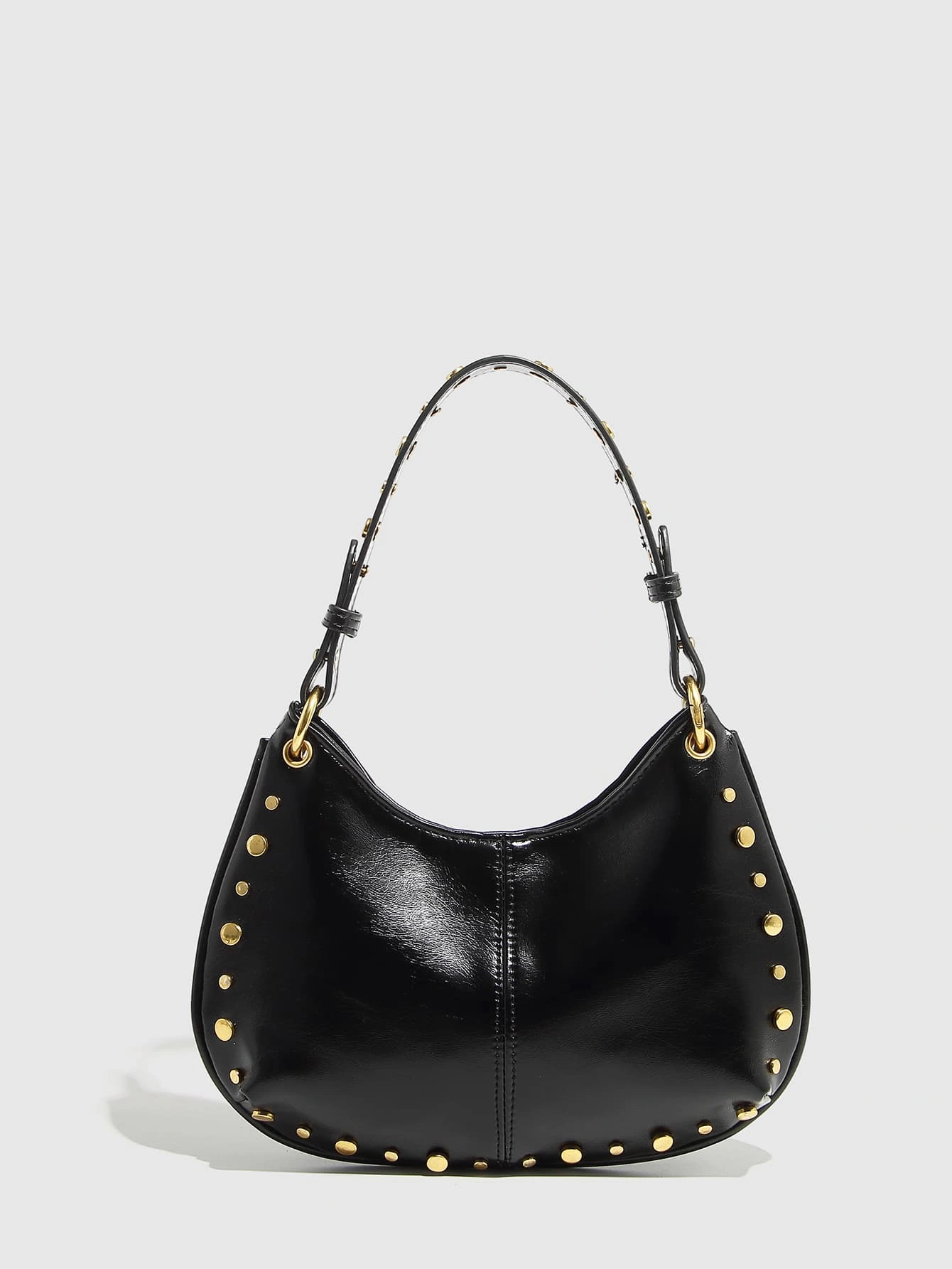 Rivet Decor PU Hobo Shoulder Bag Medium Size Magnetic Buckle Boston Bag Women Versatile Underarm Crossbody Handbag