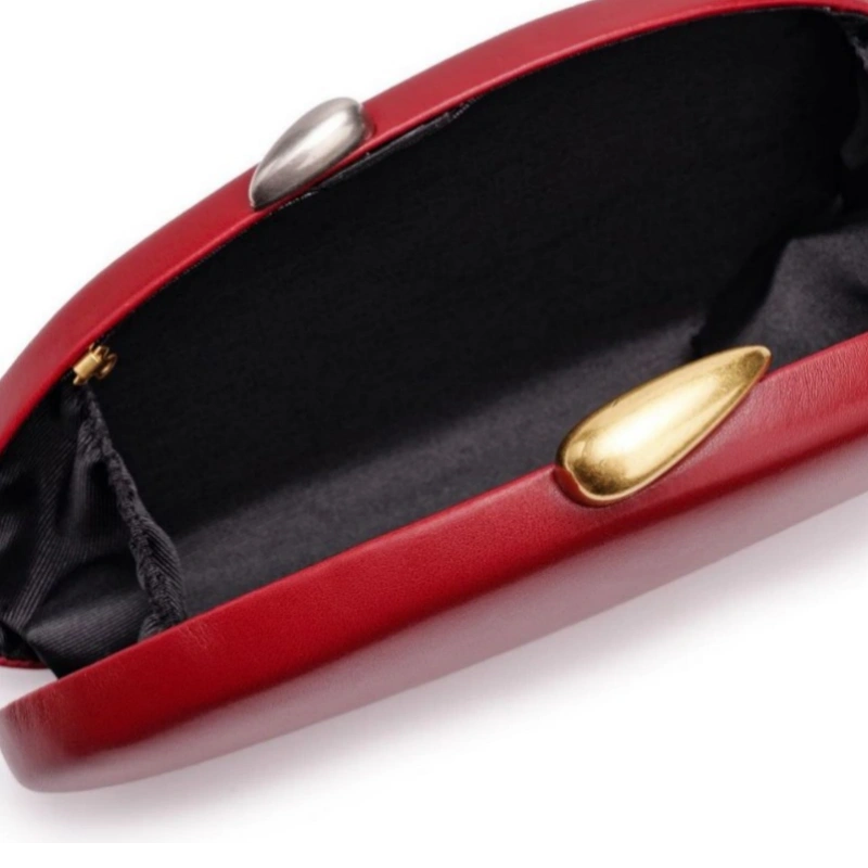 Oval Hard Shell Mini Box Bag Women Stone Texture PU Clutch Bag Gold Lock Single Chain Shoulder Crossbody Purse