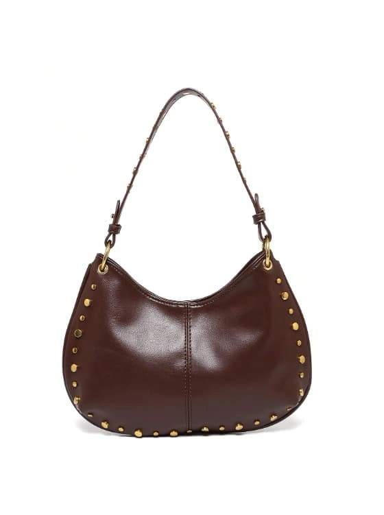 Rivet Decor PU Hobo Shoulder Bag Medium Size Magnetic Buckle Boston Bag Women Versatile Underarm Crossbody Handbag