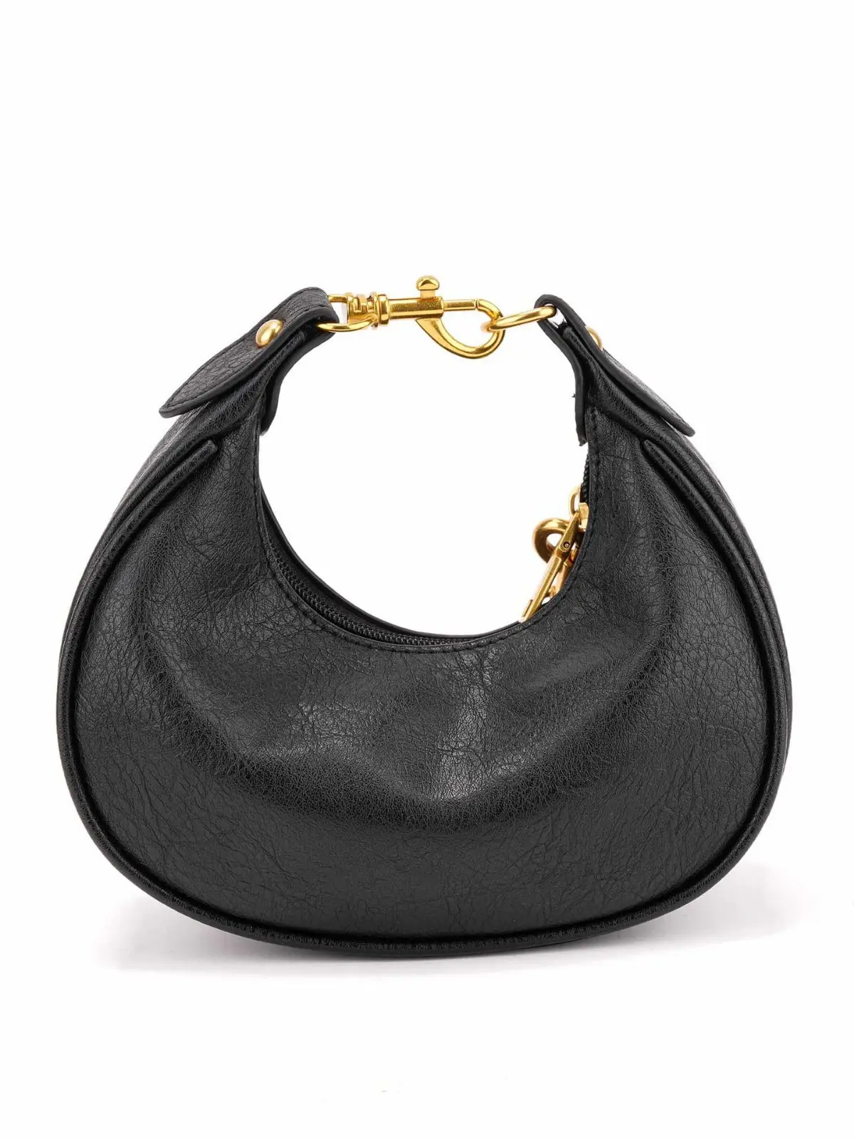 Mini Crescent PU Handbag Cherry Pendant Solid Color Waterdrop Women Portable Handheld Purse Daily Match