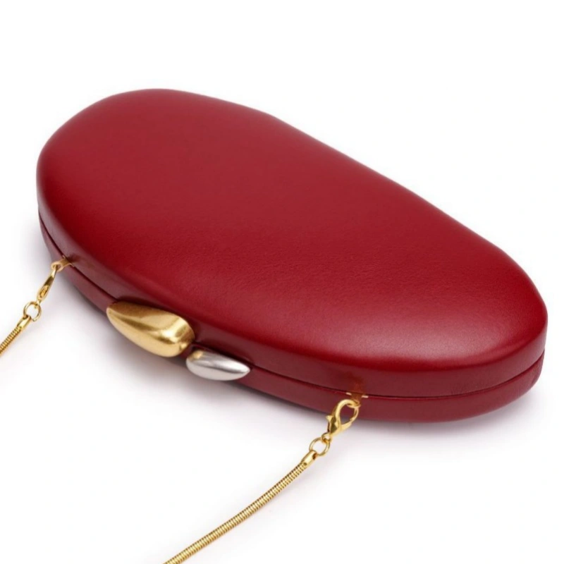 Oval Hard Shell Mini Box Bag Women Stone Texture PU Clutch Bag Gold Lock Single Chain Shoulder Crossbody Purse