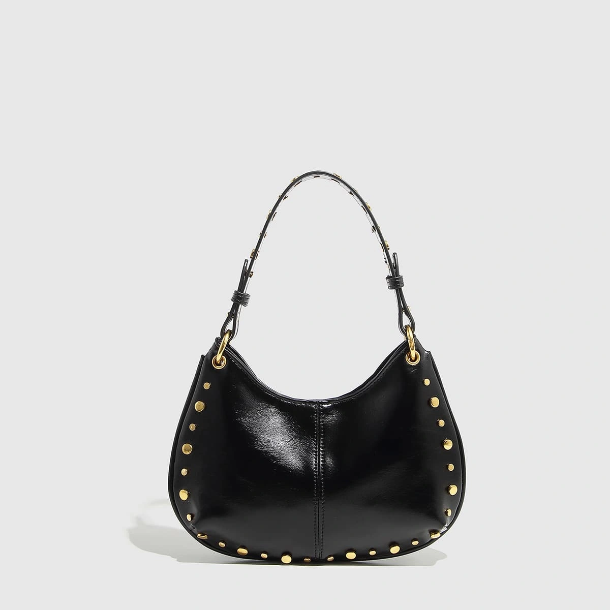 Rivet Decor PU Hobo Shoulder Bag Medium Size Magnetic Buckle Boston Bag Women Versatile Underarm Crossbody Handbag