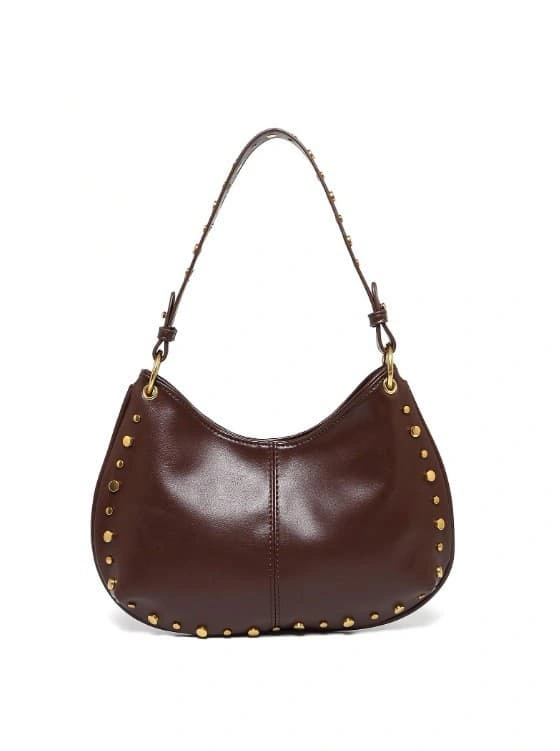 Rivet Decor PU Hobo Shoulder Bag Medium Size Magnetic Buckle Boston Bag Women Versatile Underarm Crossbody Handbag