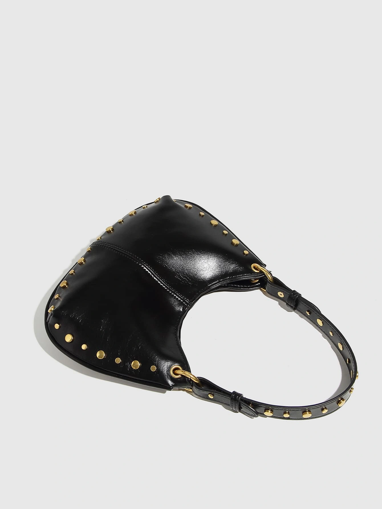 Rivet Decor PU Hobo Shoulder Bag Medium Size Magnetic Buckle Boston Bag Women Versatile Underarm Crossbody Handbag