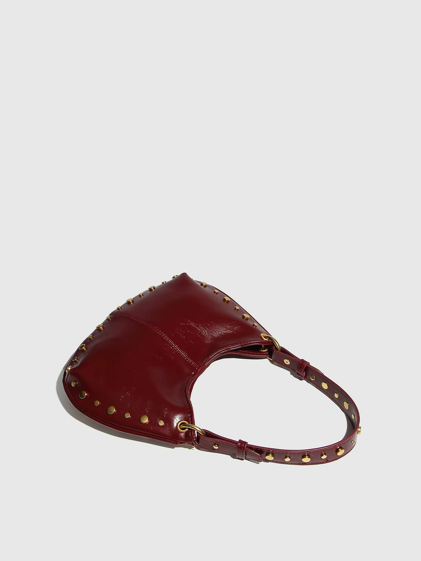 Rivet Decor PU Hobo Shoulder Bag Medium Size Magnetic Buckle Boston Bag Women Versatile Underarm Crossbody Handbag